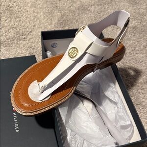 Tommy Hilfiger White and Tan Sandals
